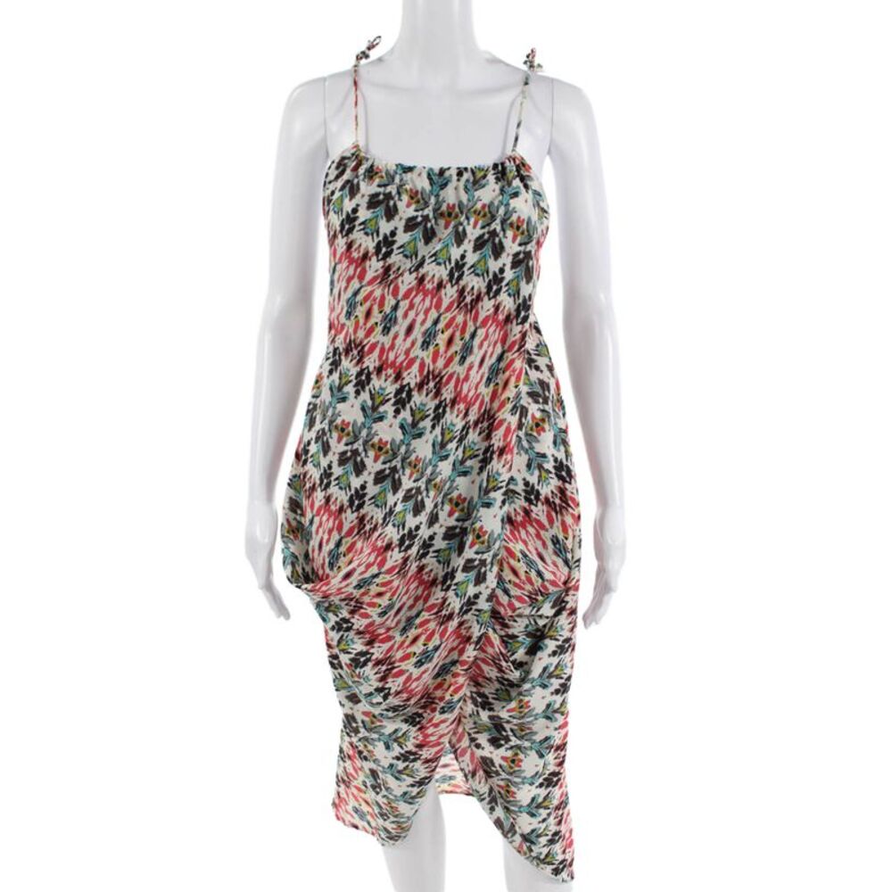 RaMona LaRue Women Black Floral Slip Dress Sleeveless Midi Microfiber Size M